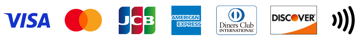 VISA・Mastercard・JCB・American Express・Diners Club・Discover・タッチ決済